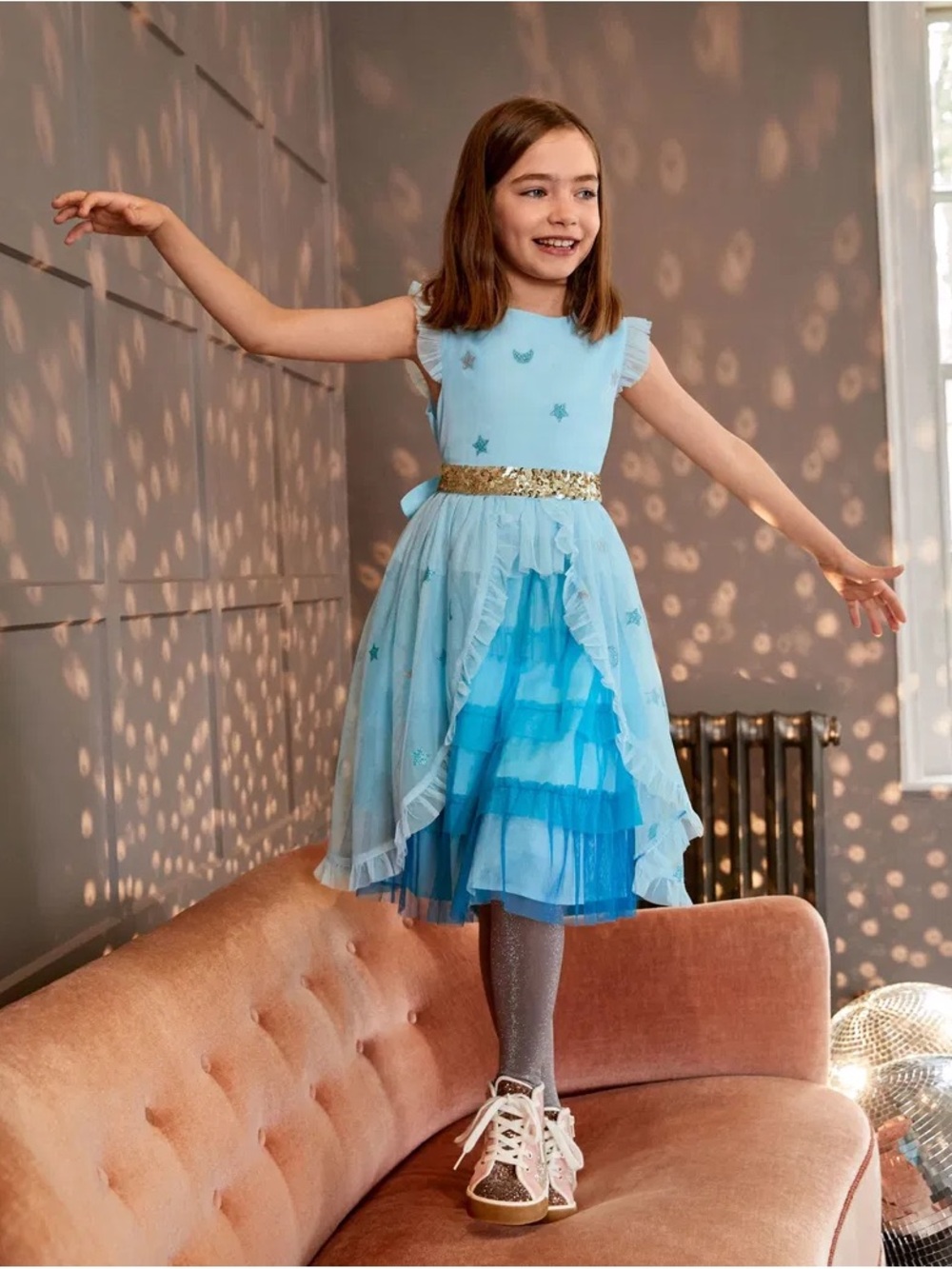 Mini Boden Tulle Ombre Sequin Celestial Party Dress size 5/6